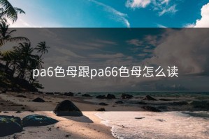 pa6色母跟pa66色母怎么读